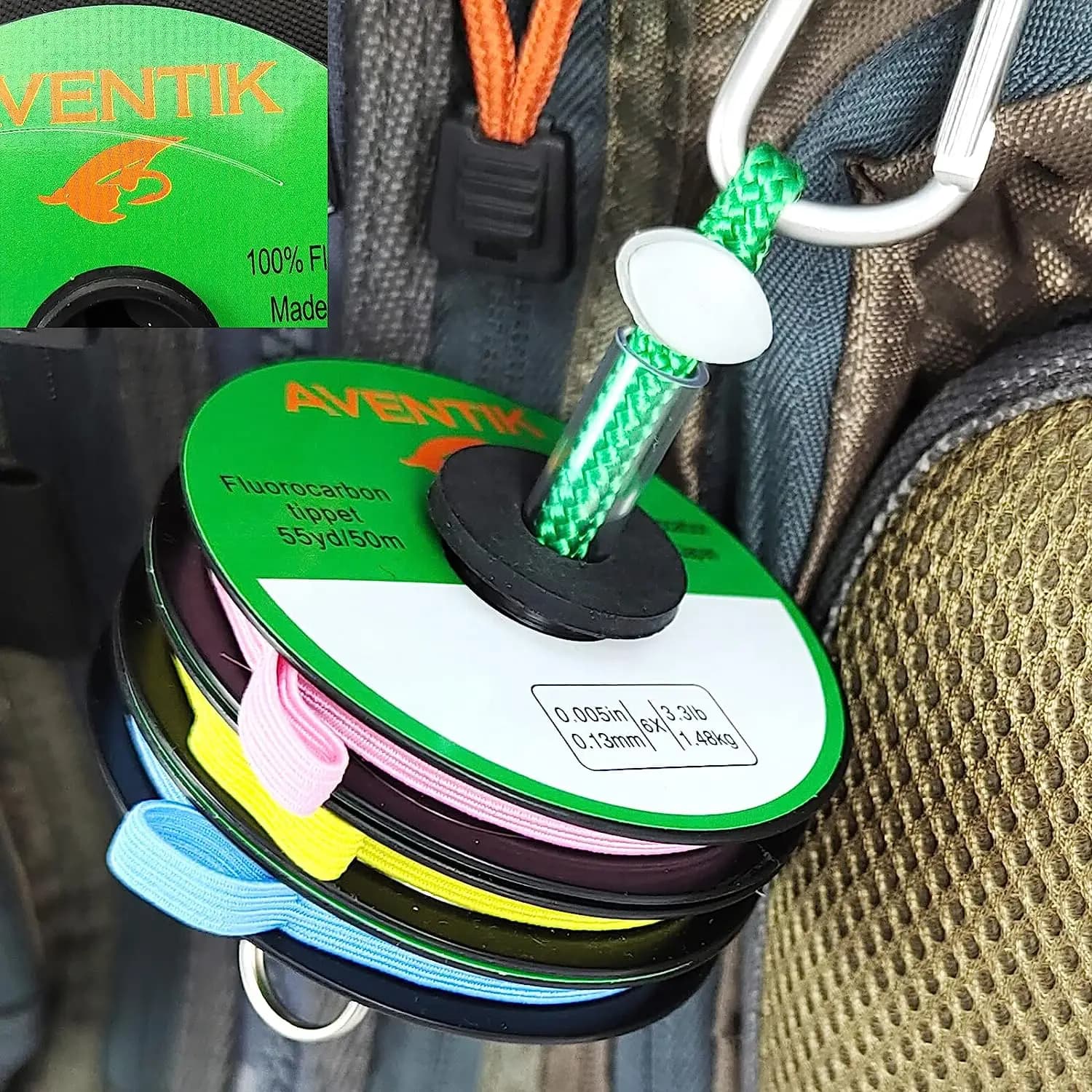 Bas de ligne fluorocarbone Aventik 50m pour pêche à la mouche, plongeant, diamètres 0X à 6X (3.3-14.5LB)