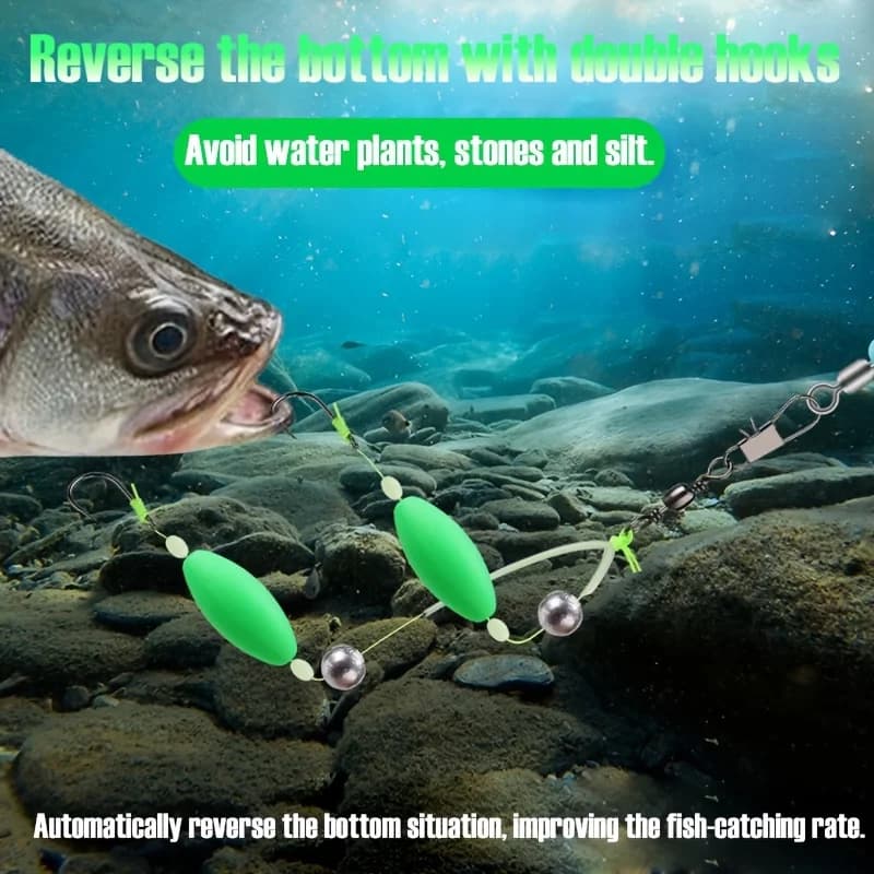 TAKBAS 5 packs reverse off-bottom double hook rig set pêche carpe européenne contourne herbes pierres vase