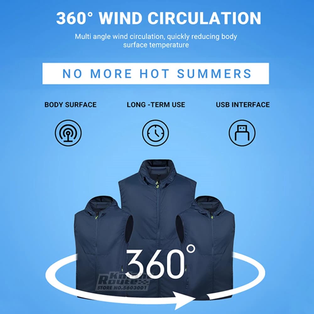 Veste rafraîchissante ventilée pour la pêche, randonnée et travail en forte chaleur, autonomie 13 heures