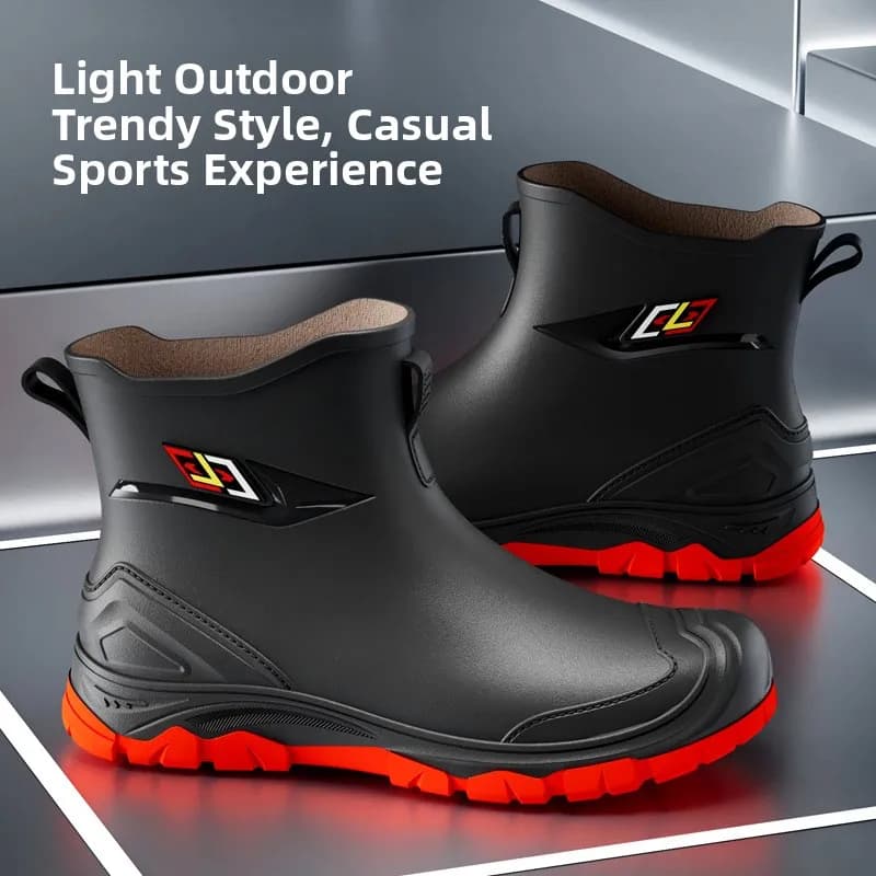 Bottes courtes de chantier imperméables antidérapantes pour hommes pêche construction travaux extérieurs résistantes