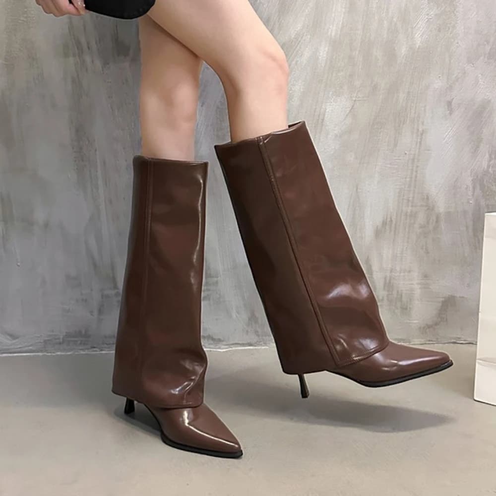 Bottes épaisses pointues sexy couleur unie - Tendance 2024 pêche automne hiver tailles 35-42