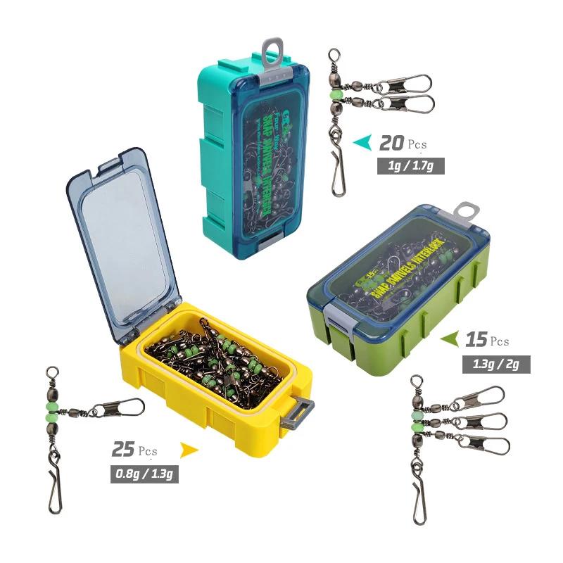 Barillet lumineux 8#/10# 25 pièces avec mousqueton pour leurres souples et durs - Connecteur pêche