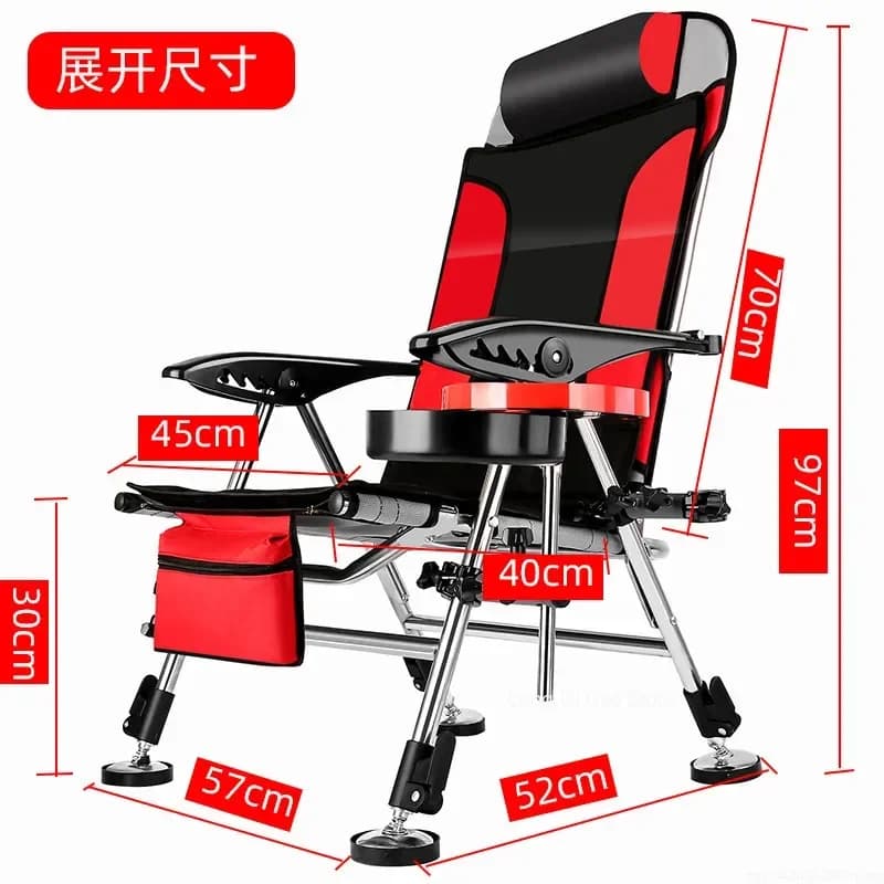 Fauteuil de pêche pliable plage - Siège inclinable portable multifonction tout-terrain