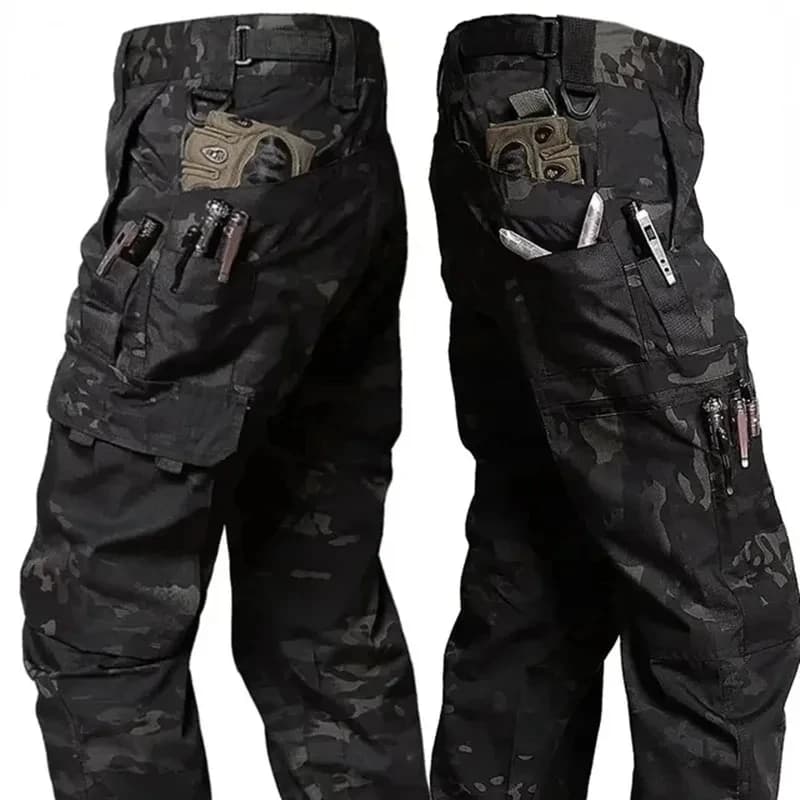 Pantalon cargo pêche noir camouflage imperméable ripstop multi-poches pour homme extérieur