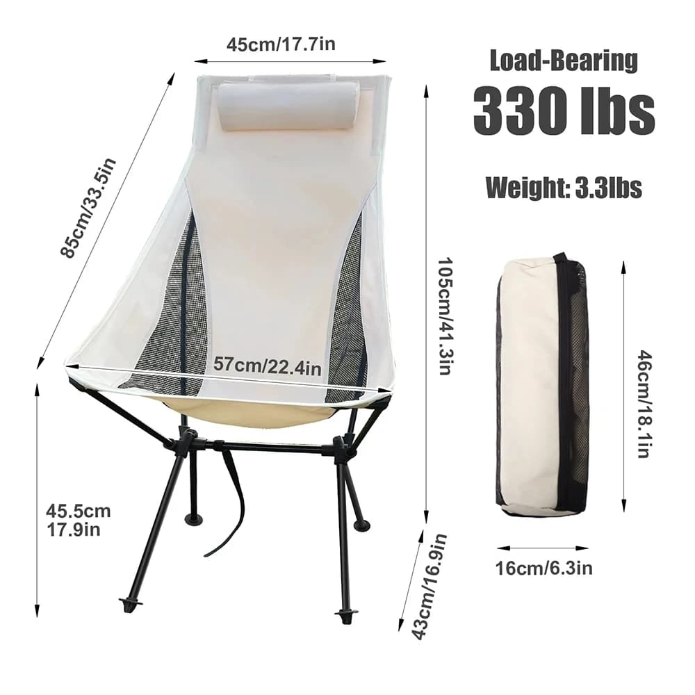 Siège pliant WESTTUNE portable avec appui-tête - Chaise pêche camping légère aluminium extérieur