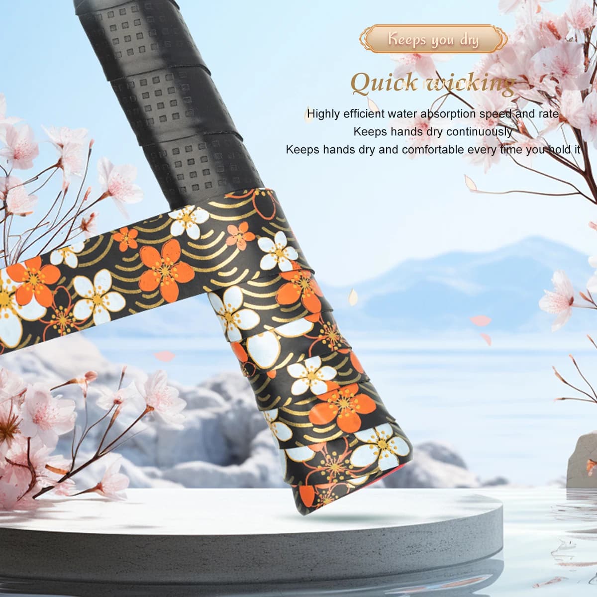 Ruban de préhension anti-dérapant ALP Sakura PRO - Accessoire absorbant pour raquettes et cannes à pêche