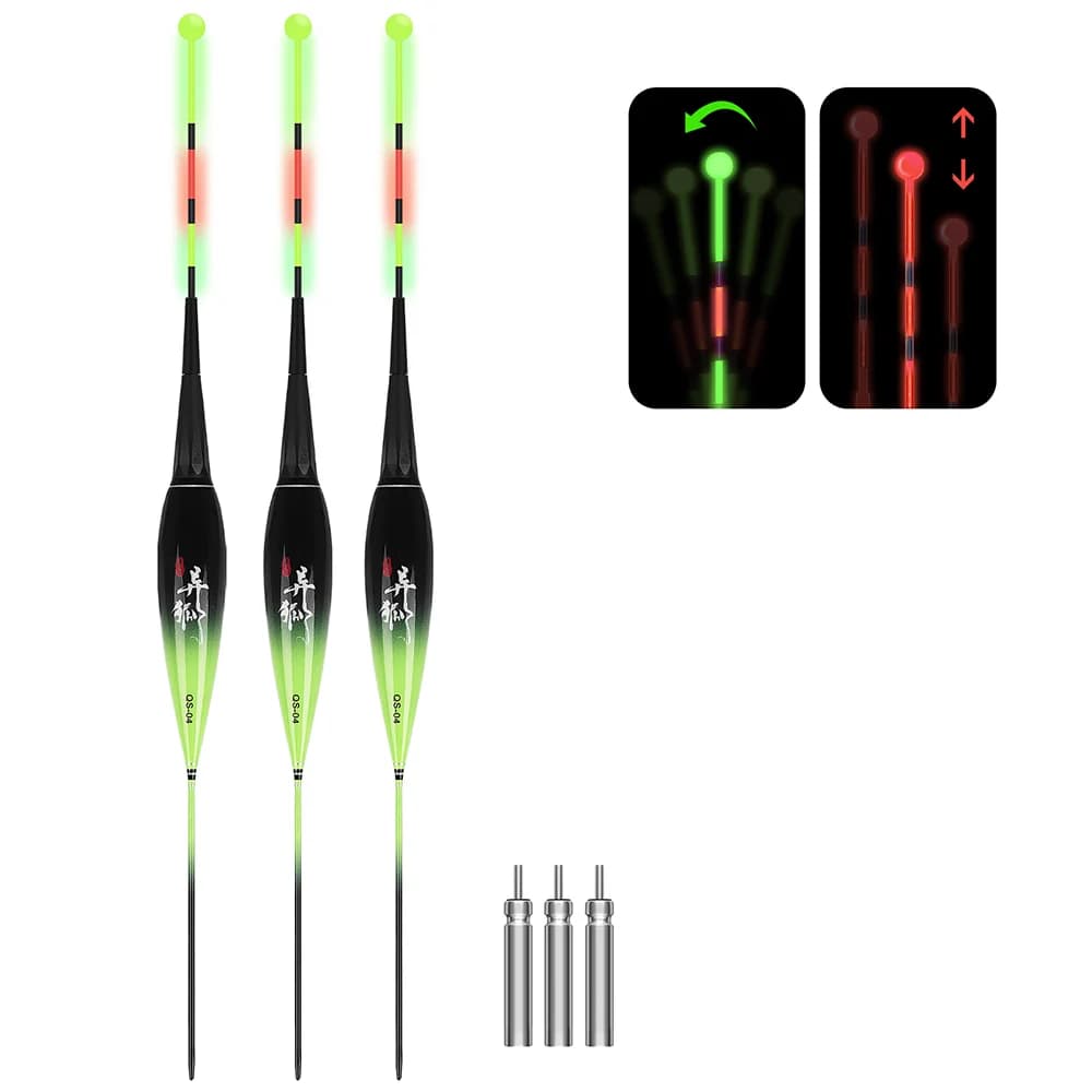 3 flotteurs luminescents LED pour pêche de nuit, capteur de gravité et changement de couleur, 1.2g