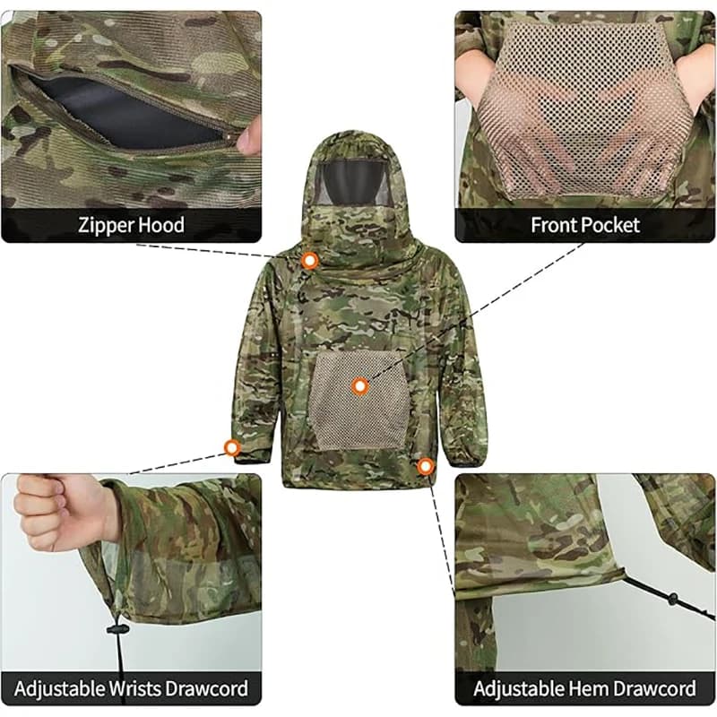 Combinaison Ghillie camouflage pêche chasse extérieur vêtement anti-moustiques jungle camping