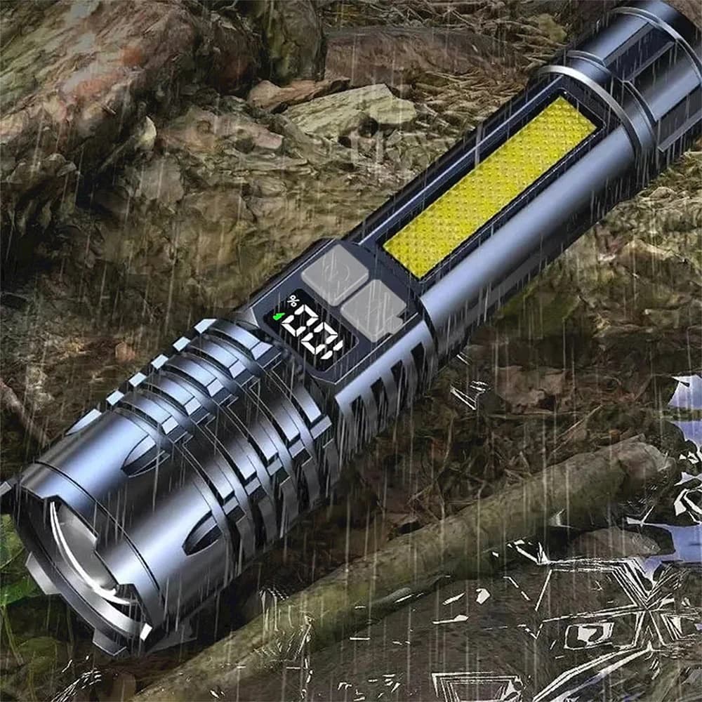 Lampe torche LED rechargeable TYPE-C haute puissance - Projecteur COB lumière latérale pêche camping