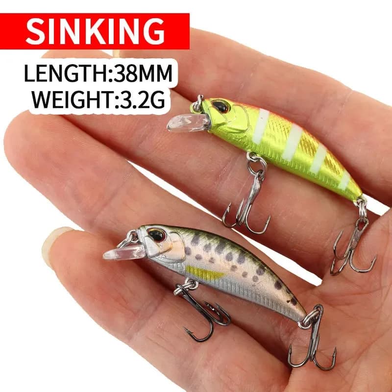 Leurre pêche minnow 38mm 3.2g coulant pour truite, perche et carpe, appât artificiel jerkbait
