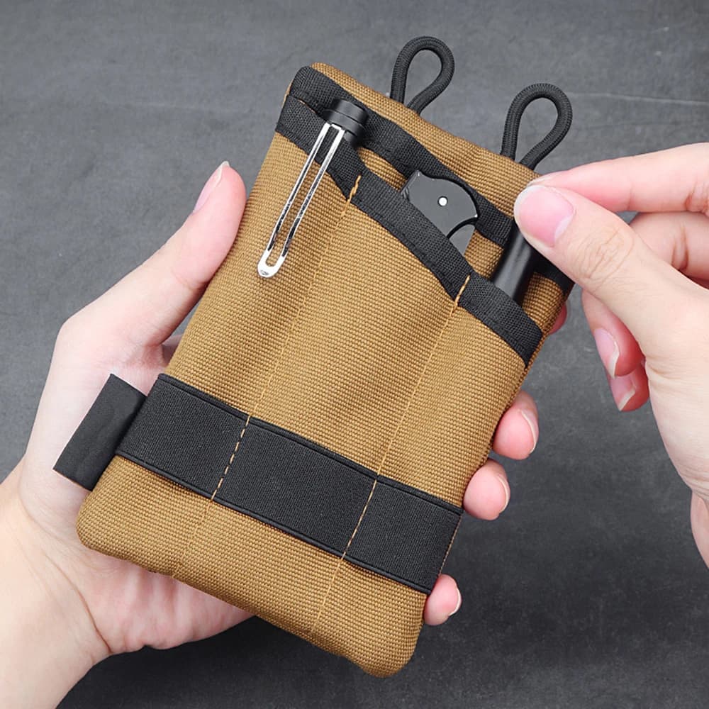 Organisateur de poche mini EDC - Pochette tactique pour couteau lampe et matériel pêche compact