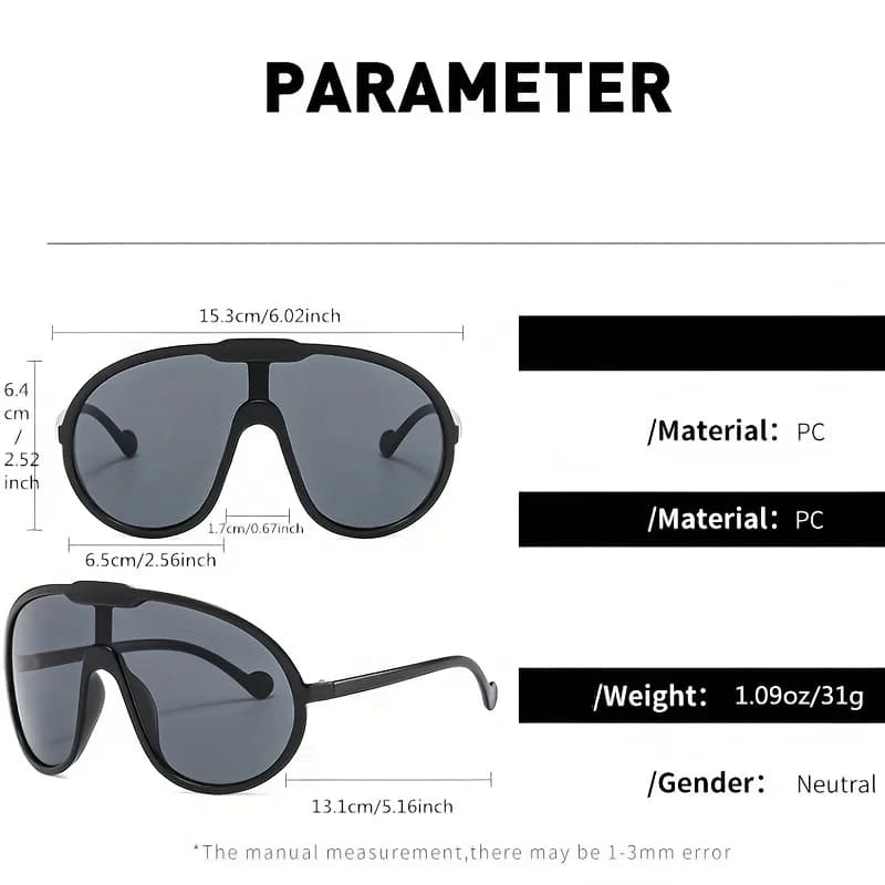 Lunettes de soleil carrées surdimensionnées vintage punk UV400 pour femmes et hommes