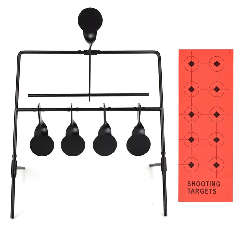 Support cible métallique rotatif 4+1 pour entraînement tir - Accessoire pêche et chasse polyvalent