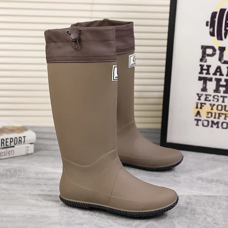 Bottes de pluie mode hommes hautes étanches antidérapantes couple style pêche extérieur chaussures techniques