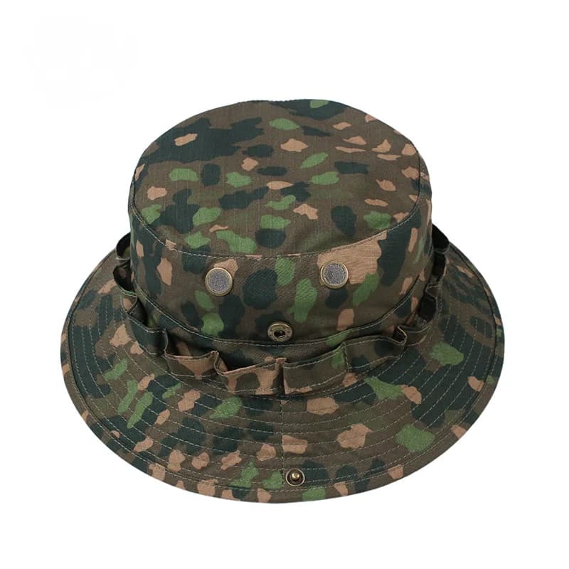 Chapeau boonie camouflage feuilles de chêne allemand pour pêche en forêt et rivière