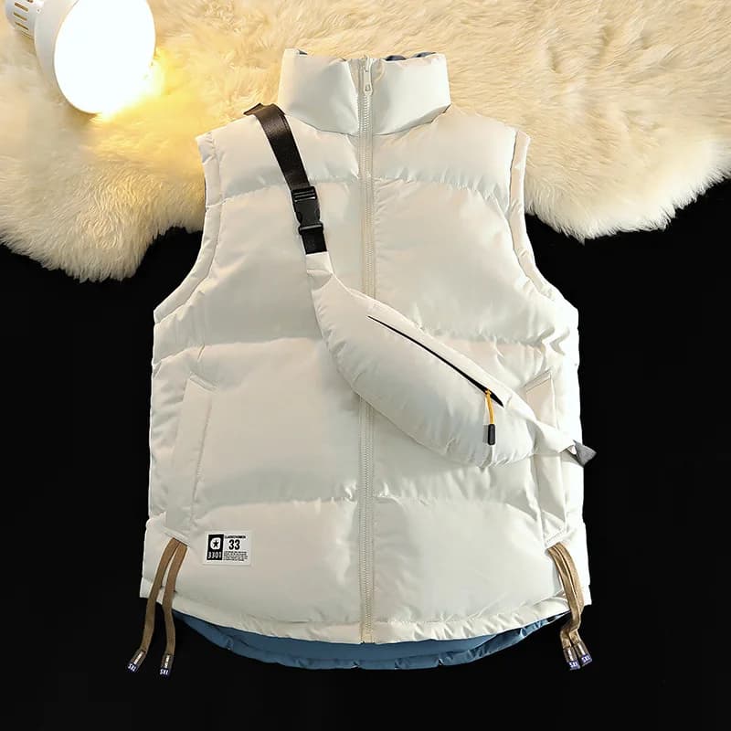 Veste coupe-vent réversible homme pour sports et loisirs, col montant en coton de qualité