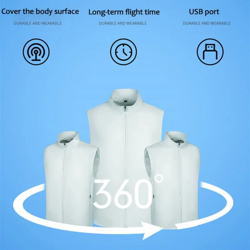 Veste rafraîchissante homme sans manches, climatisation USB pour pêche et travail en haute température
