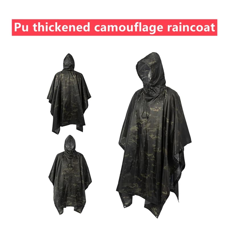Poncho pluie camouflage pêche - Protection imperméable discrète pour pêcheurs