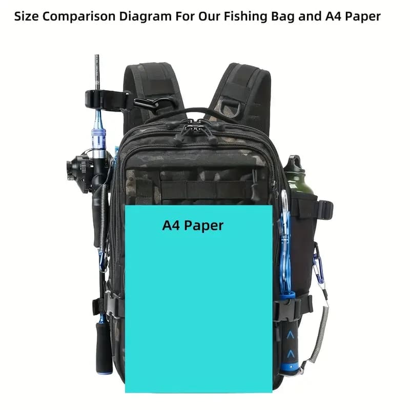 Sac à dos pêche 1000D nylon imperméable double bretelles - Sac rangement matériel pêche chasse randonnée extérieur