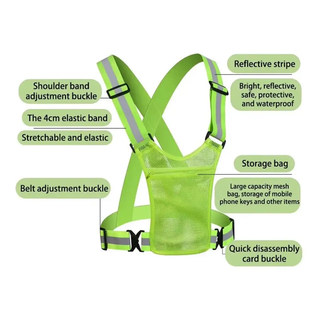 Gilet de sécurité réfléchissant avec rangement - Veste ajustable légère pour pêche, cyclisme et sports outdoor