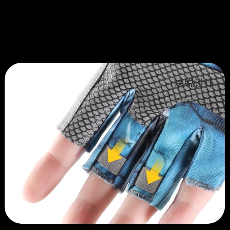 Gants de pêche été soie glacée anti-coupure protection solaire doigts libres homme femme