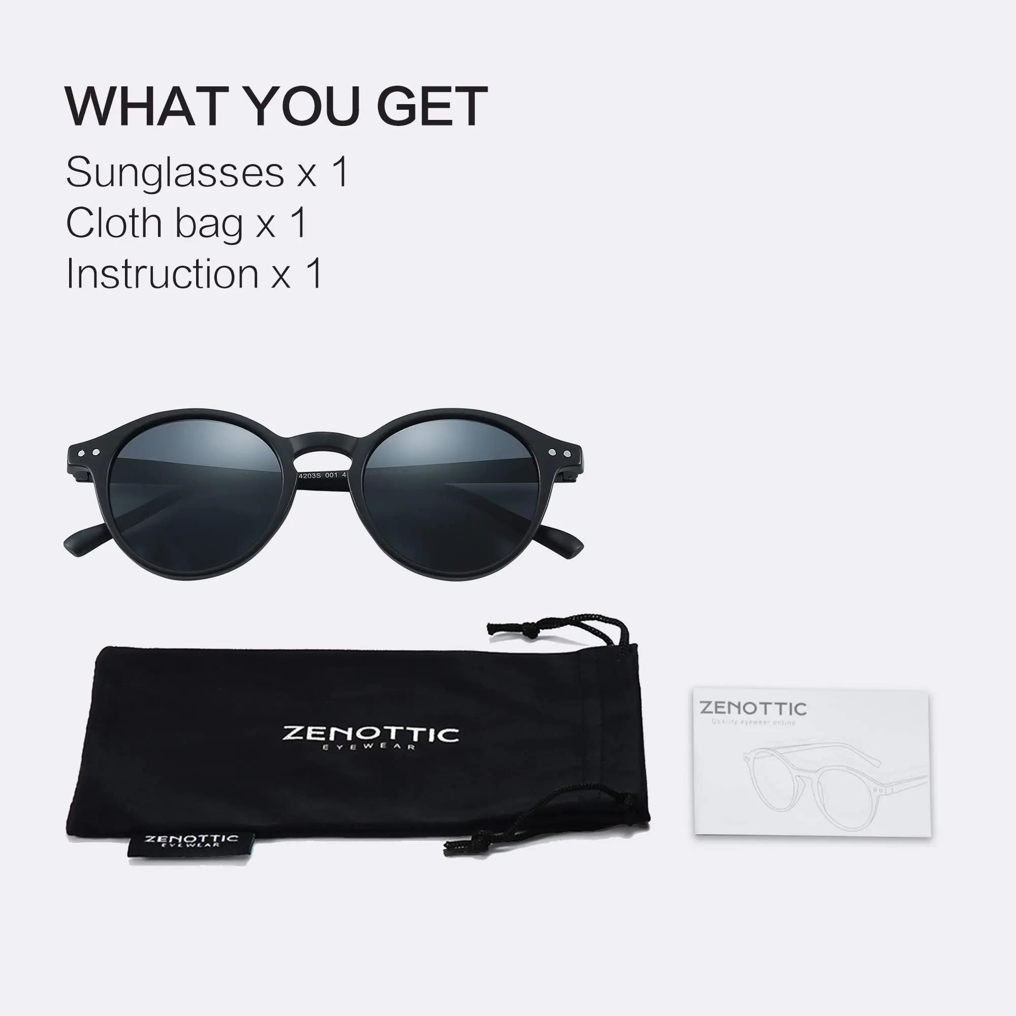 Lunettes de soleil polarisées ZENOTTIC rétro 2023-2024 pour pêche - Cadre rond vintage