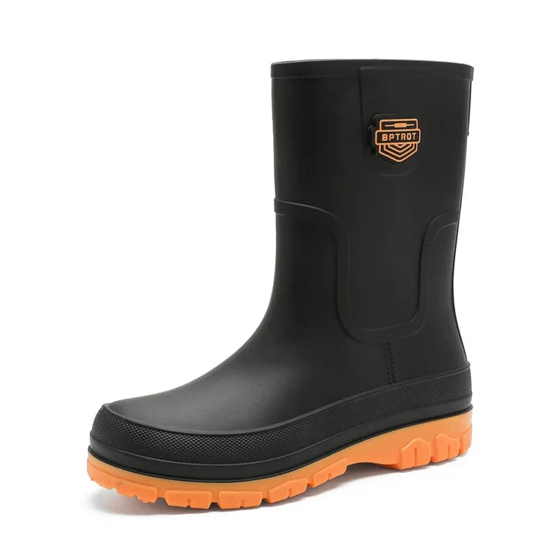 Bottes de pluie homme mi-mollet doublées polaire pêche toutes saisons antidérapantes