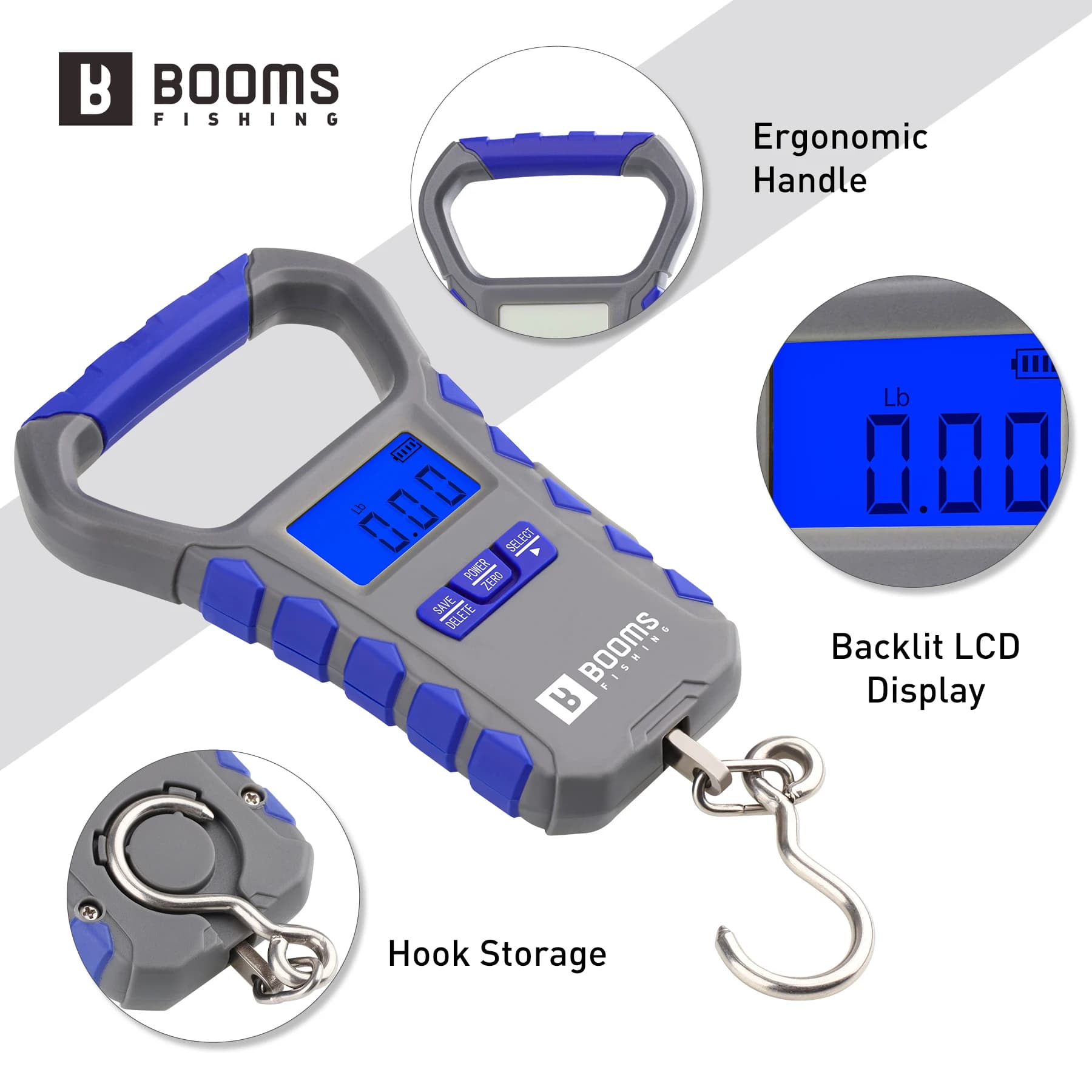 Kit pêche Booms avec pince à poisson et balance numérique 65LB/30KG rechargeable portable outil pesage