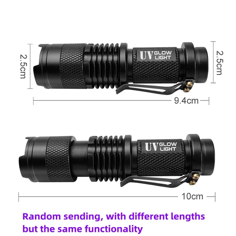 Lampe UV torche LED 395nm pour pêche leurres et calamars - éclairage zoomable et portable