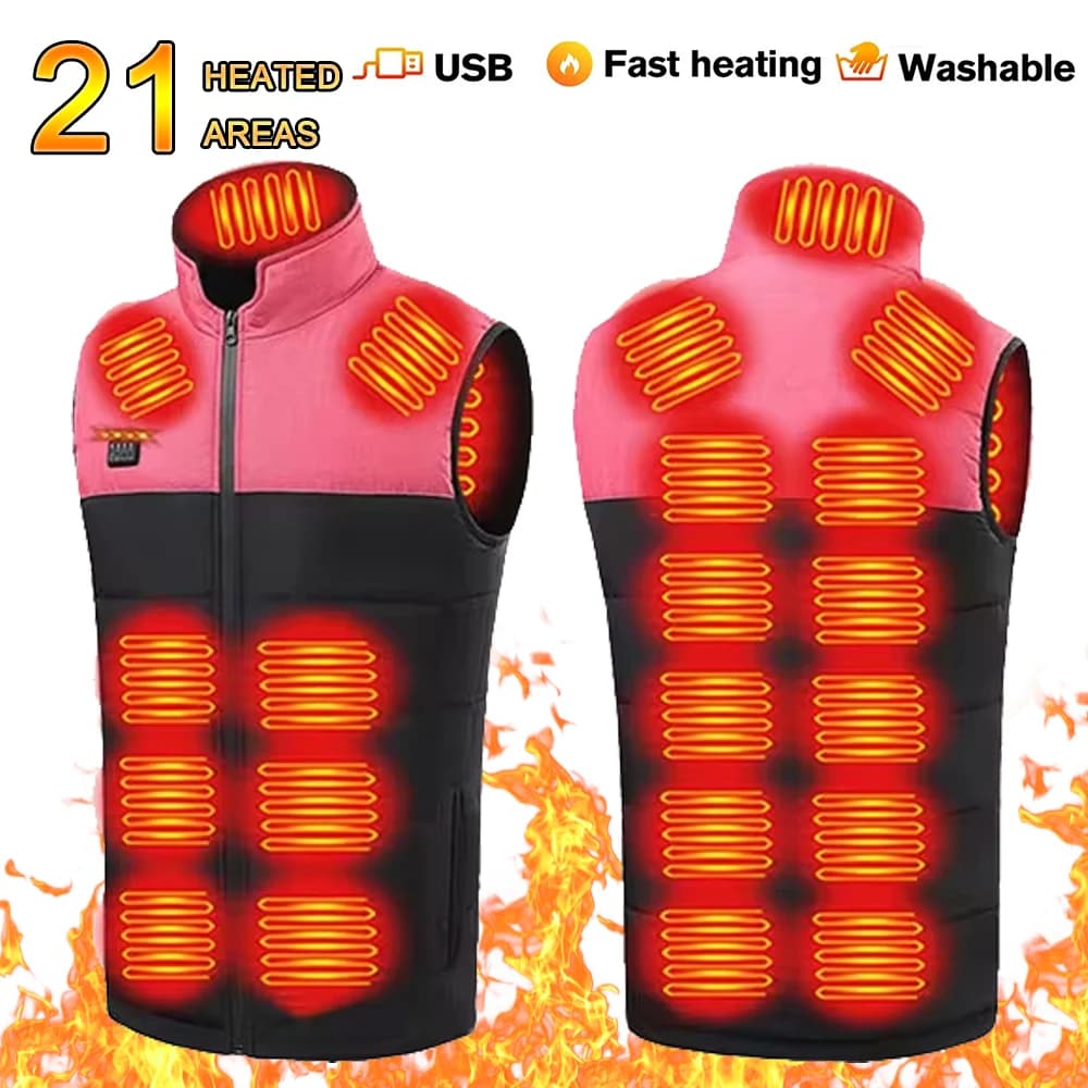 Veste chauffante femme 21 zones chauffantes - Vêtement thermique outdoor flexible - Randonnée pêche hiver