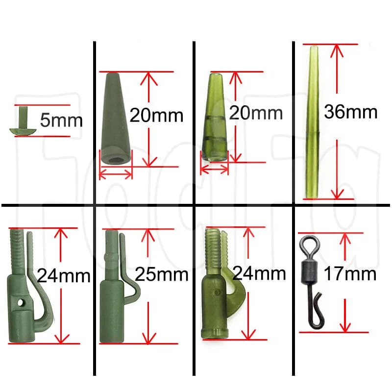 Kits plombs clips rapides 10 sets pour montages carpe - accessoires anti-emmêlement pêche au coup
