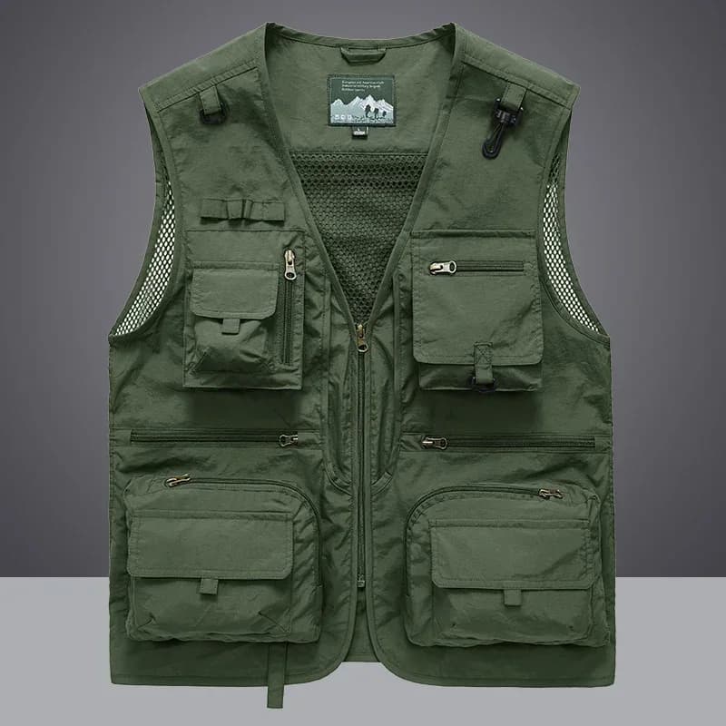 Veste sans manches pêche et randonnée été homme 7XL avec 14 poches cargo et mesh respirant