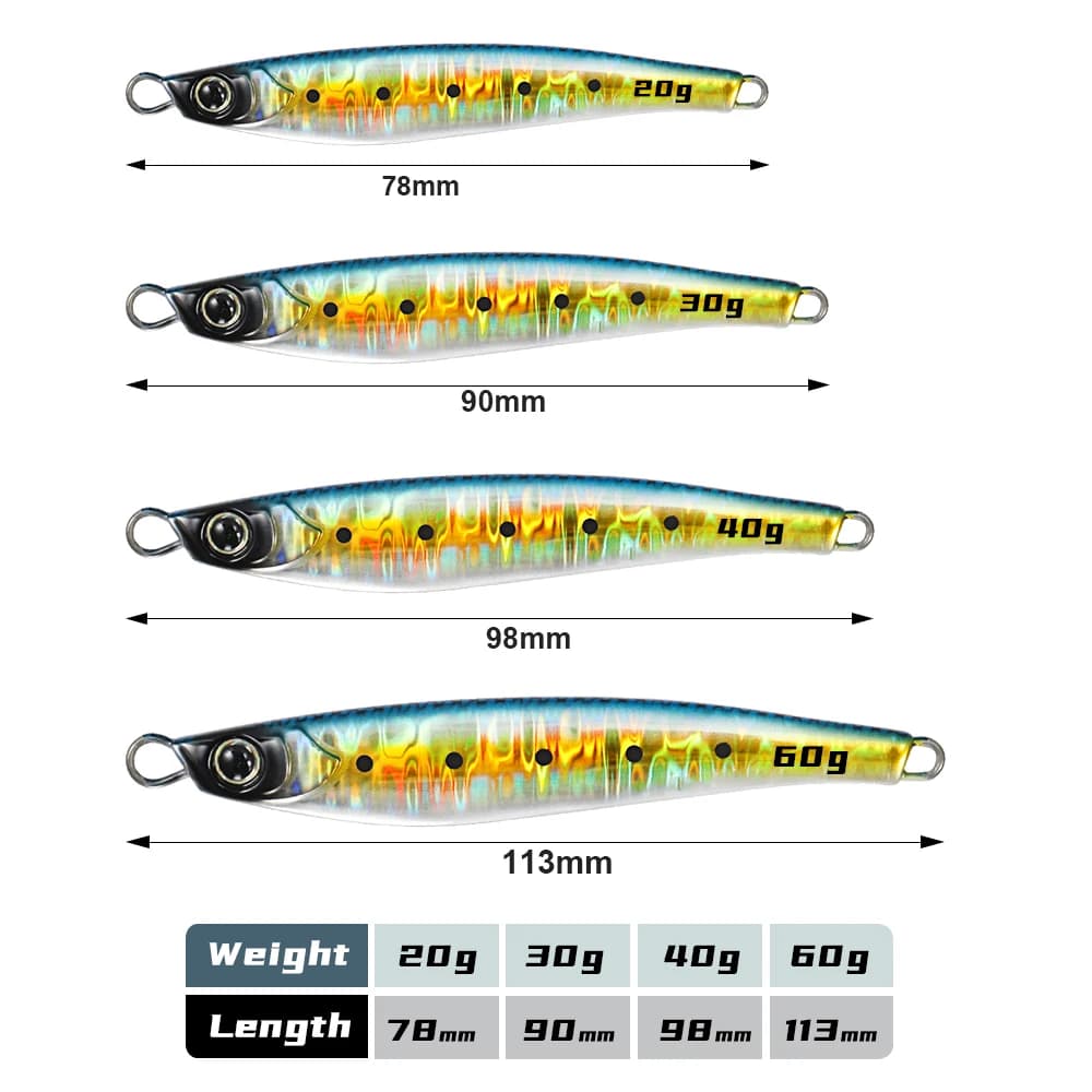 Leurre métal Jig Jugulo 15g à 60g pour le jigging et le casting depuis le bord