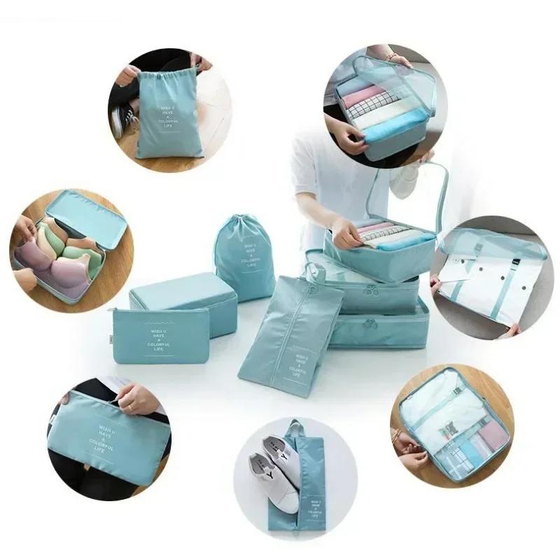 Set 7 sacs rangement voyage pêche cubes compression - Organisateur valise vêtements technique pêcheur