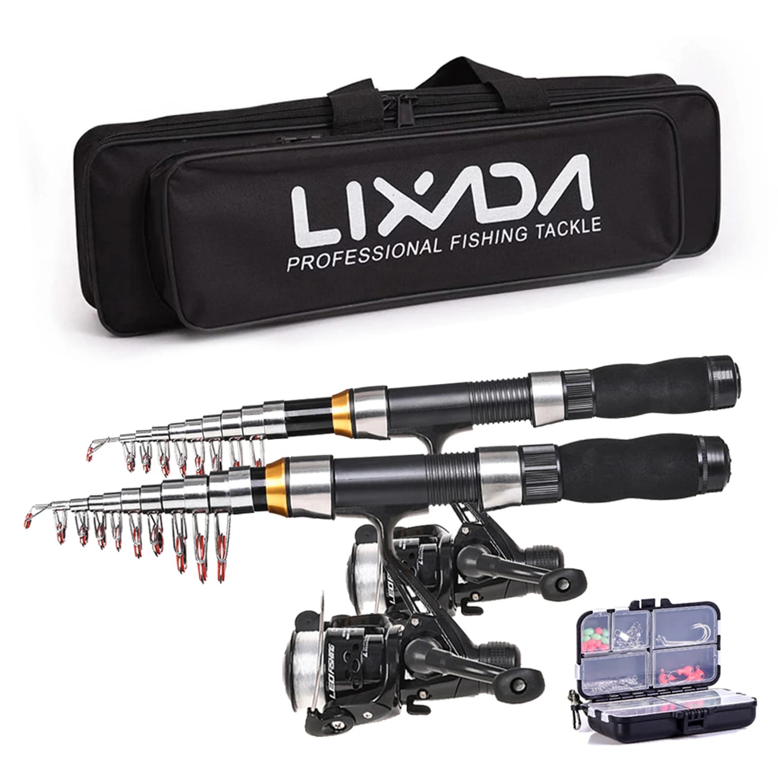 Combo canne moulinet télescopique kit complet pêche spinning avec leurres hôtes accessoires pêche nomade