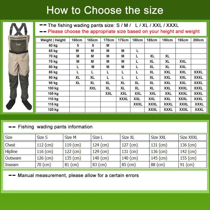 Waders de pêche imperméables unisexe avec chaussettes néoprène - Combinaison et pantalon de pêche
