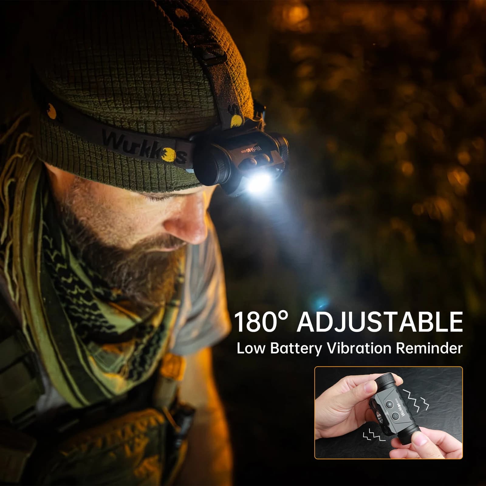 Lampe torche Wurkkos HD50 4000LM pour pêche - IP67 avec triple LED et queue magnétique