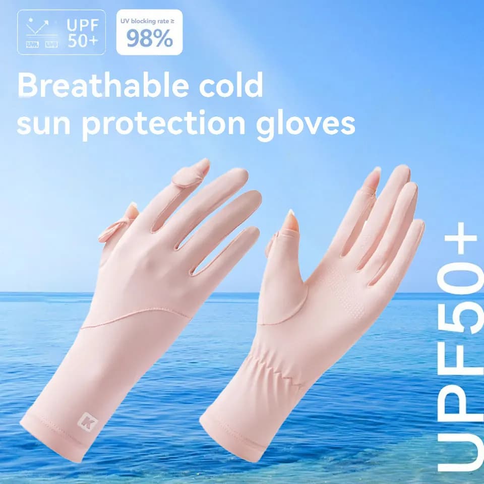 Gants écran tactile protection UV été pêche équitation anti-dérapant poignet long soie glacée
