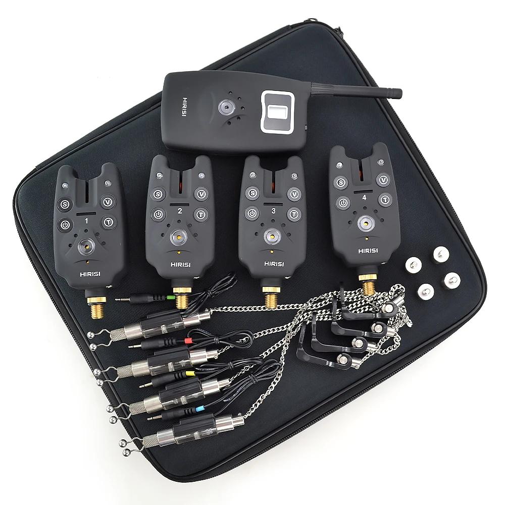 Kit d'Alarme de Touche Sans Fil 1+4 avec 4 Swingers Lumineux - Étui EVA pour Pêche Carpe B1203S