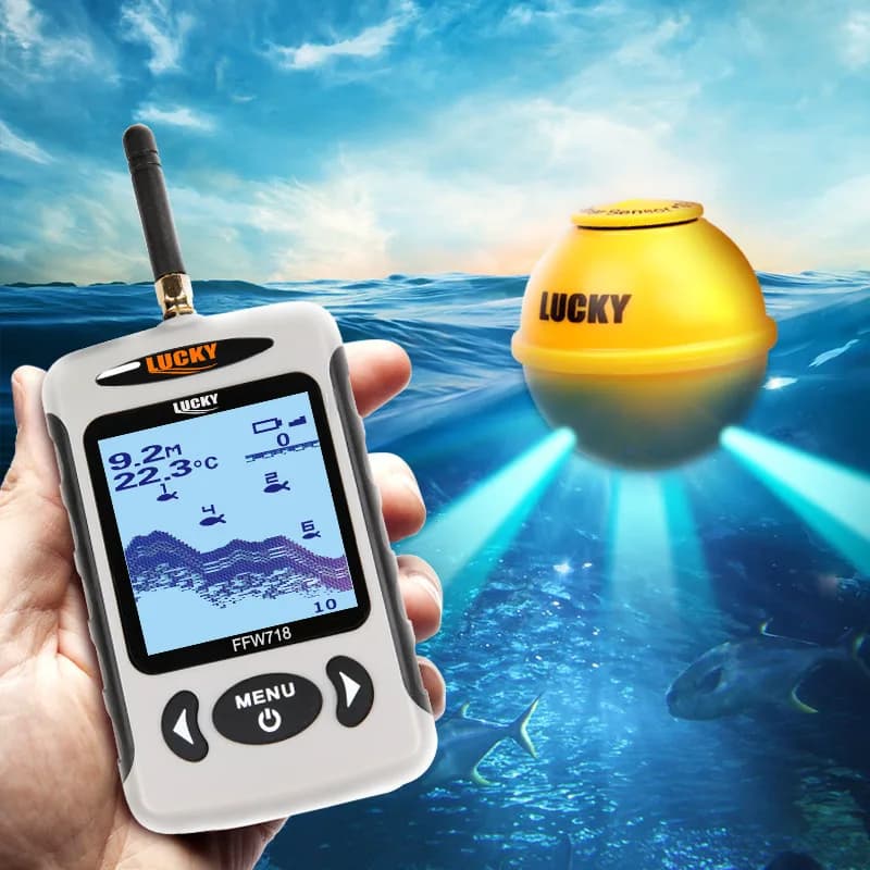 Sondeur de poissons portable sans fil Russian Menu échosondeur capteur 45m détection fond rivière lac mer