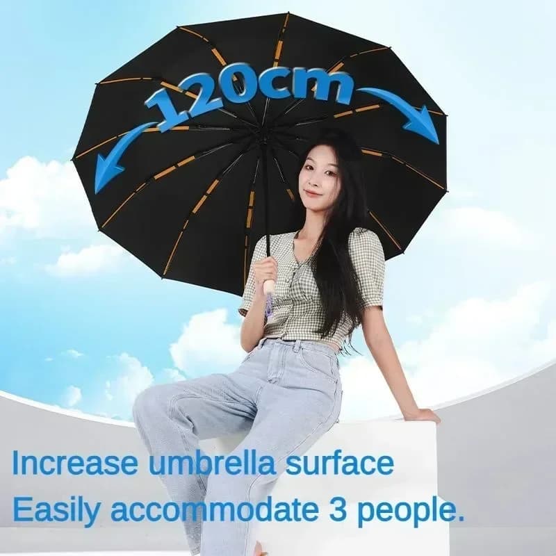 Parapluie automatique anti-vent 288 côtes - Parapluie compact voyage protection UV UPF50+
