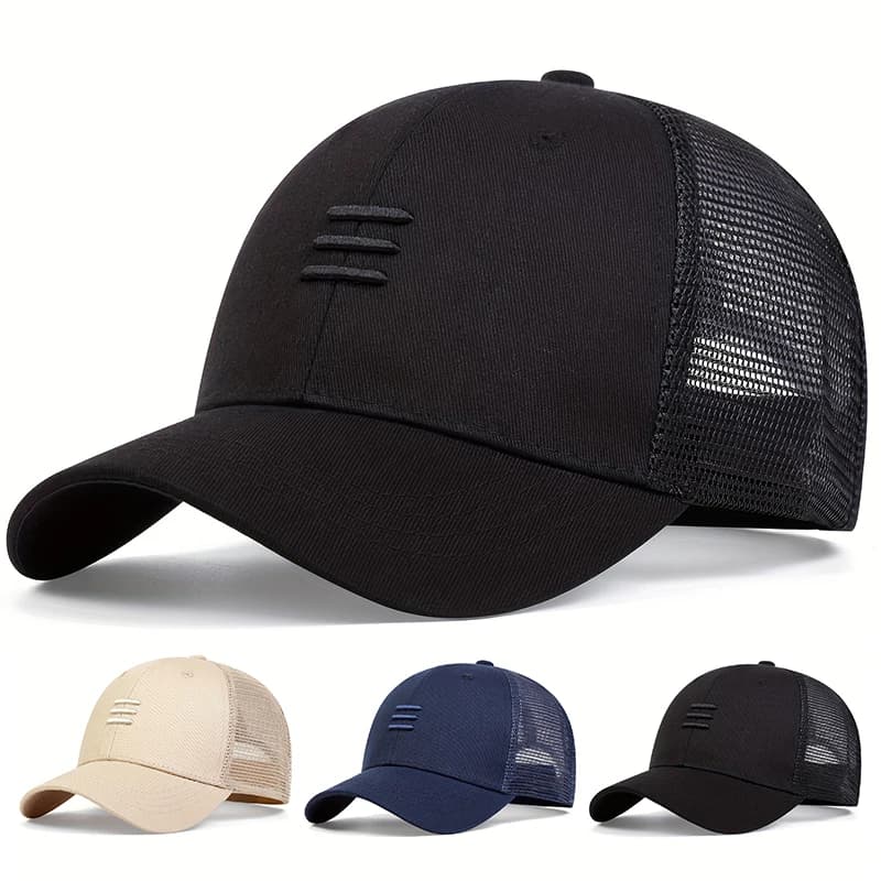 Casquette hip hop mesh brodée - Trois motifs pour pêche urbaine et outdoor lifestyle