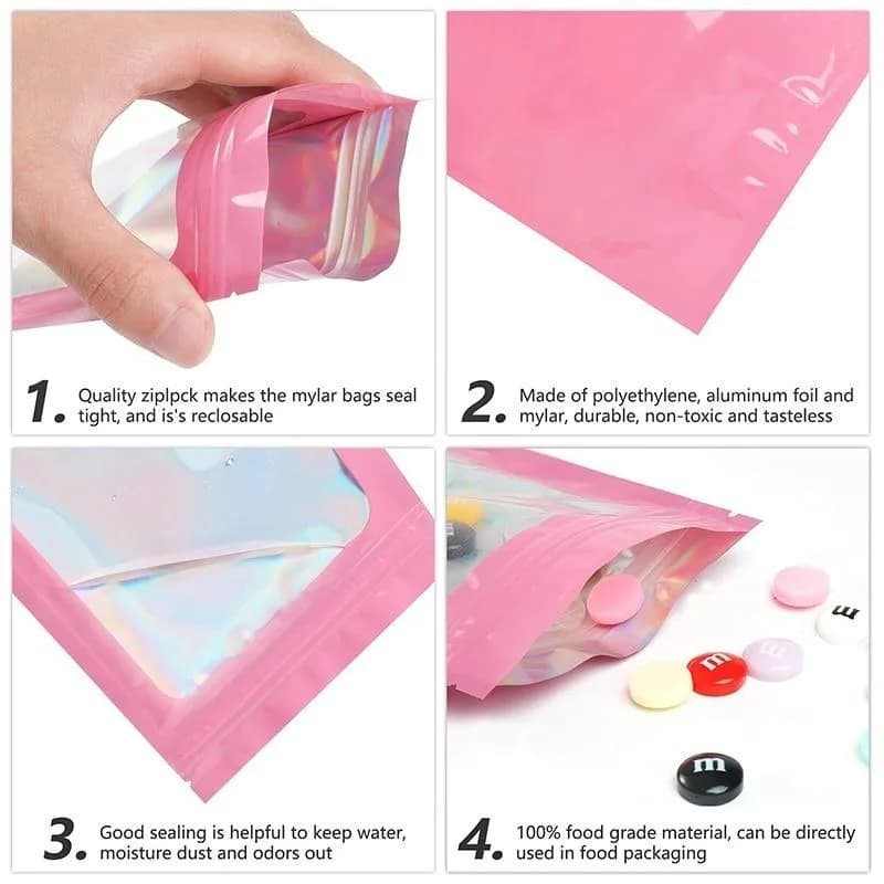 Sachets mylar transparents conservation appâts pêche 50 pièces anti-odeurs refermables étanches