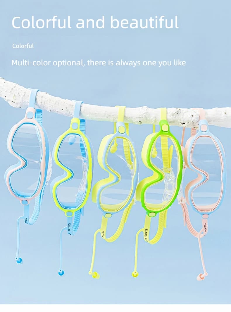 Lunettes de natation enfant 3-15 ans grande monture HD vision anti-buée étanches confortables
