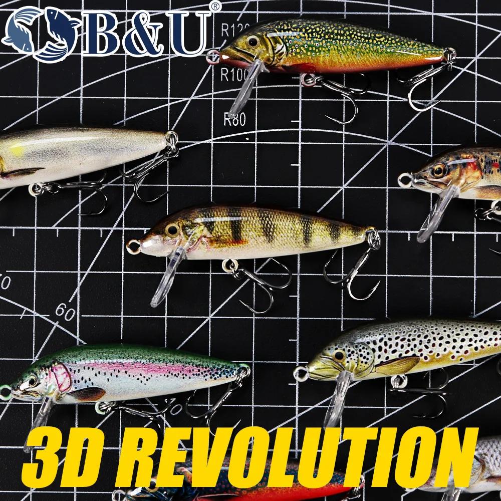 Leurre B&U Sinking Minnow Wobblers pour pêche de la perche, brochet, truite et black bass - Appât dur jerkbait