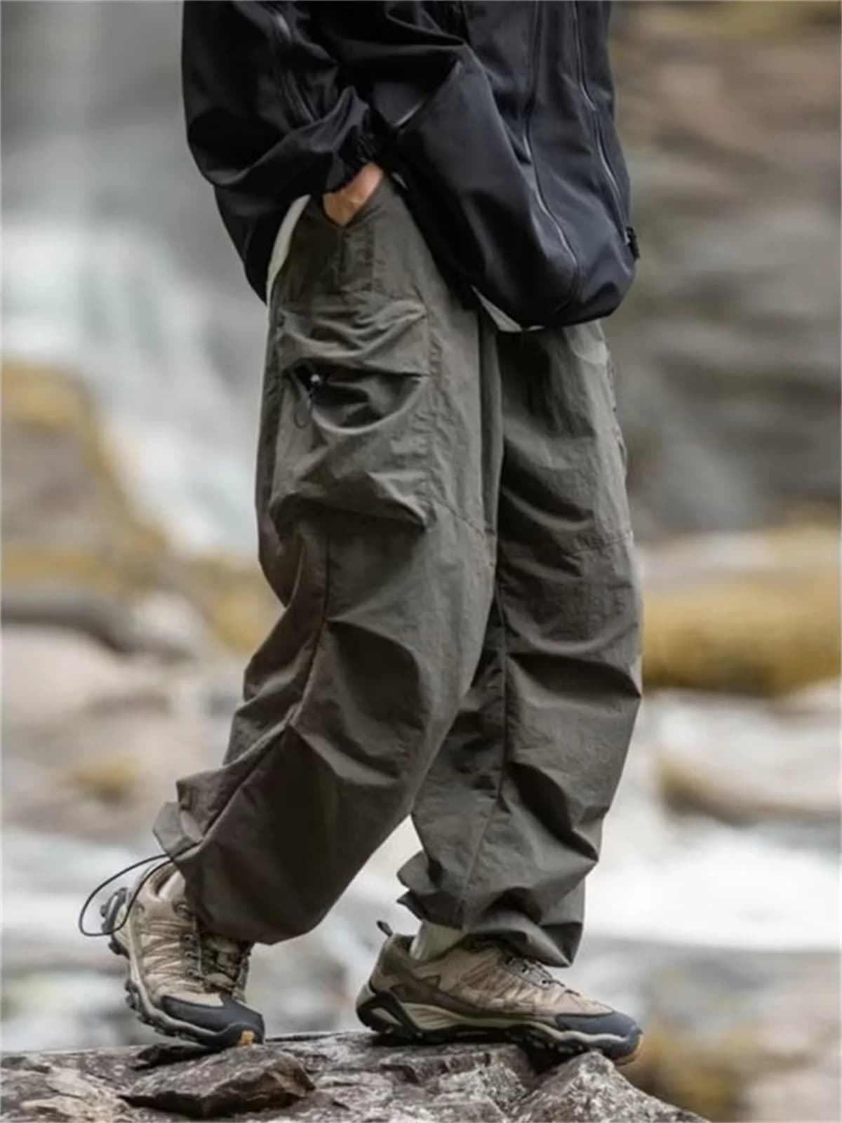 Pantalon montagne imperméable homme pour pêche hip hop - Style harajuku et performance outdoor