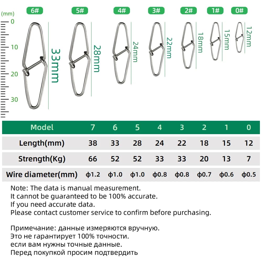 50-100 émerillons en acier inoxydable DNDYUJU avec mousqueton diamant pour leurres de pêche