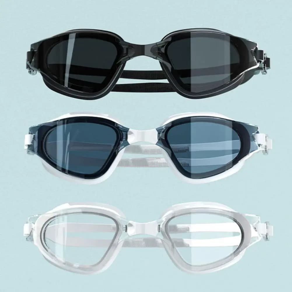 Lunettes de natation adultes grand cadre réglables avec bouchons d'oreilles HD silicone