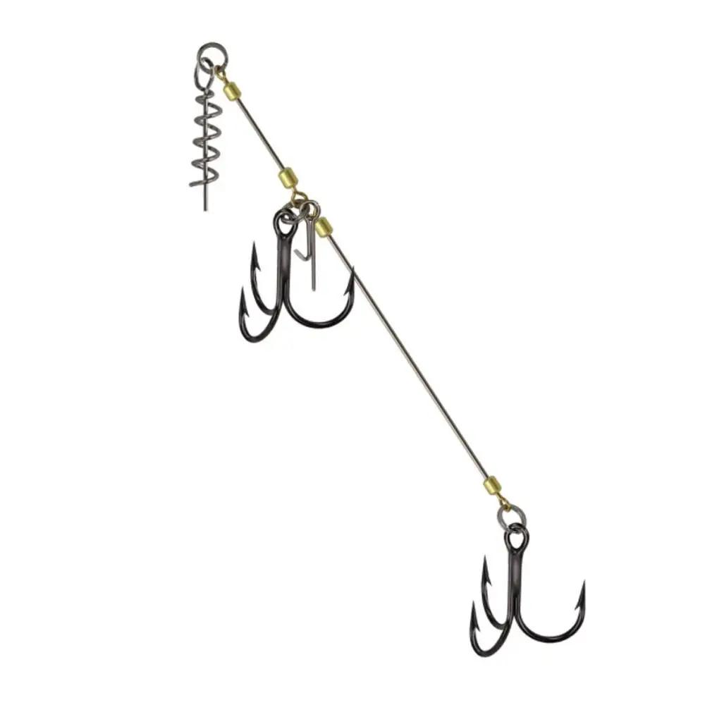 Hameçons assist avec vis et fil d'acier, rigs de pêche barbés pour appâts naturels et leurres