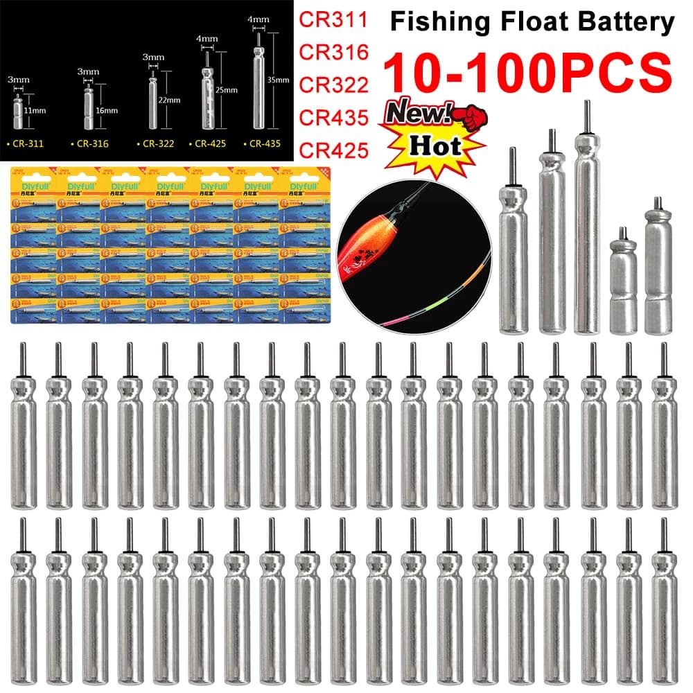 Piles bouton CR pour flotteurs électroniques de pêche - Lot de 10 à 100 piles lithium